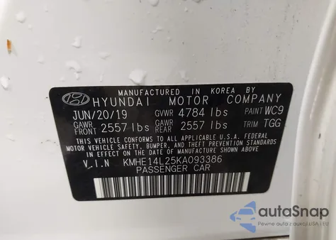 2019 Hyundai Sonata Plug-In Hybrid from USA, damaged, VIN KMHE14L25KA093386